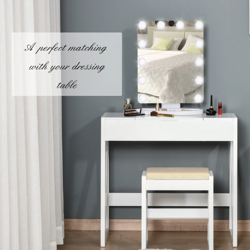 HOMCOM Hollywood Makeup Mirror with 12 Dimmable Bulbs, Multiple Color Modes, Table Top Vanity Mirror for Dressing Table, Smart Touch Control, Plug in