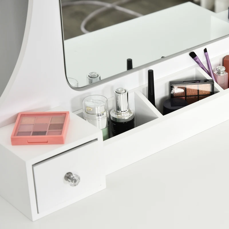 HOMCOM Dressing Table Set with Cushioned Stool, Makeup Vanity Dresser Desk with 5 Drawers for Bedroom, White