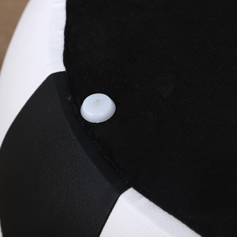 HOMCOM Baúl Puff Taburete para Almacenaje Mini Sofá para Niños Diseño Balón de Fútbol 51,5x51,5x36 cm Blanco y Negro