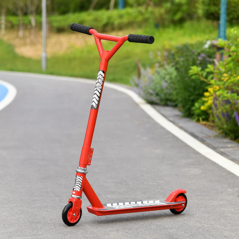 HOMCOM Stunt Scooter Kick Trick Freestyle Scooter Patinete de Acrobacia Patinete Clásico Barra Fija Giratorio 360° Carga 100kg 65,5x50x79 cm Aluminio