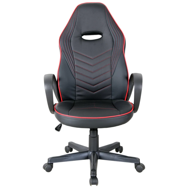 Vinsetto Home Office Faux Leather Executive Chair High Back Desk Gaming Gamer Swivel Chair Adjustable Height, Wheels, Arm, Black Red
