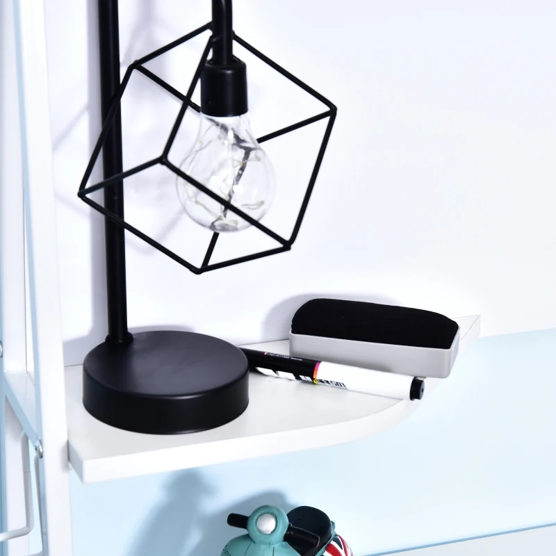 HOMCOM Home Office Computer table with whiteboard Storage Desktop study workstation Adjustable Feet White