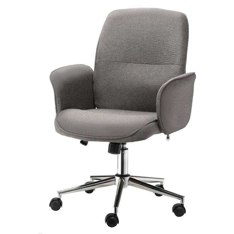 Vinsetto Rocking Chair Office Chair Mid Back Executive Adjustable with Wheels Light Grey
