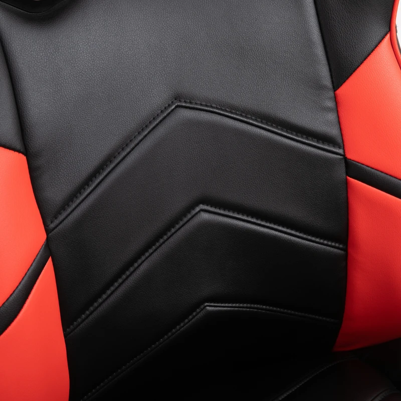 Vinsetto Ergonomic PU Leather Gaming Chair Stylish Red Panel Swivel w/ 5 Wheels Adjustable Height Armrests Home Office Chair Comfortable Black&Red