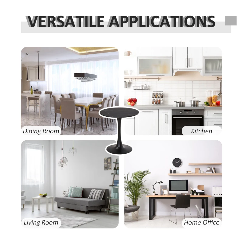 HOMCOM Modern Round Dining Table Leisure Coffee Bistro Table with Metal Base for Kitchen & Dining Room Black