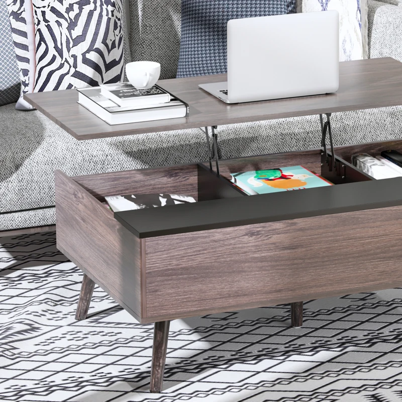 HOMCOM Lift-Top Coffee Table with storage, 100x 65 x 39cm Grey