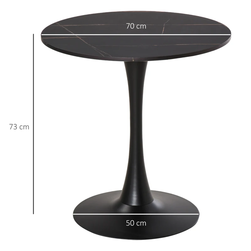 HOMCOM Modern Round Dining Table Leisure Coffee Bistro Table with Metal Base for Kitchen & Dining Room Black
