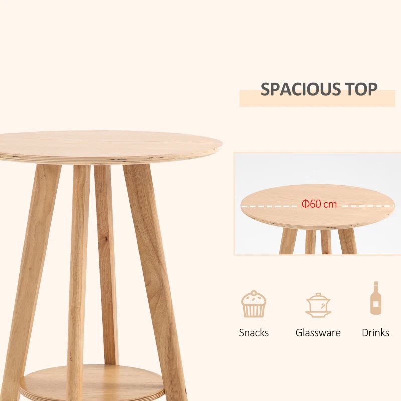 HOMCOM Round Cocktail Bar Table Dinning Table with Wood Legs for Pub, Dining Room, Kitchen & Home bar