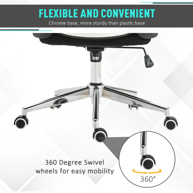 Vinsetto Modern Office Chair Ergonomic Thick Padding High Back Armrests Height Adjustable Rocking w/ 5 Wheels Swivel Home Office Grey White