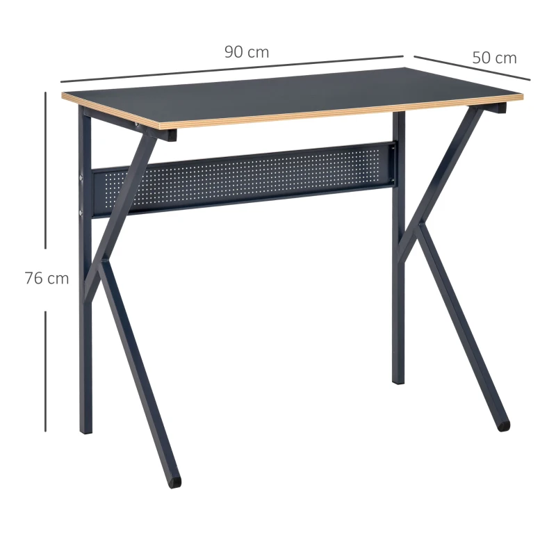 HOMCOM Home Office Computer Desk, Modern Simple Style Writing Table, PC Laptop Workstation with K-Shaped Legs for Study, Bedroom, Living Room, Navy Blue