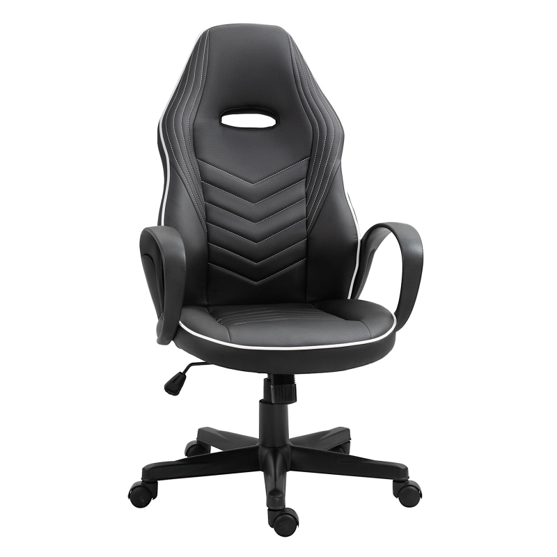 Vinsetto Executive PU Leather Office Gaming Chair Adjustable Height Padded Seat w/ Wheels White