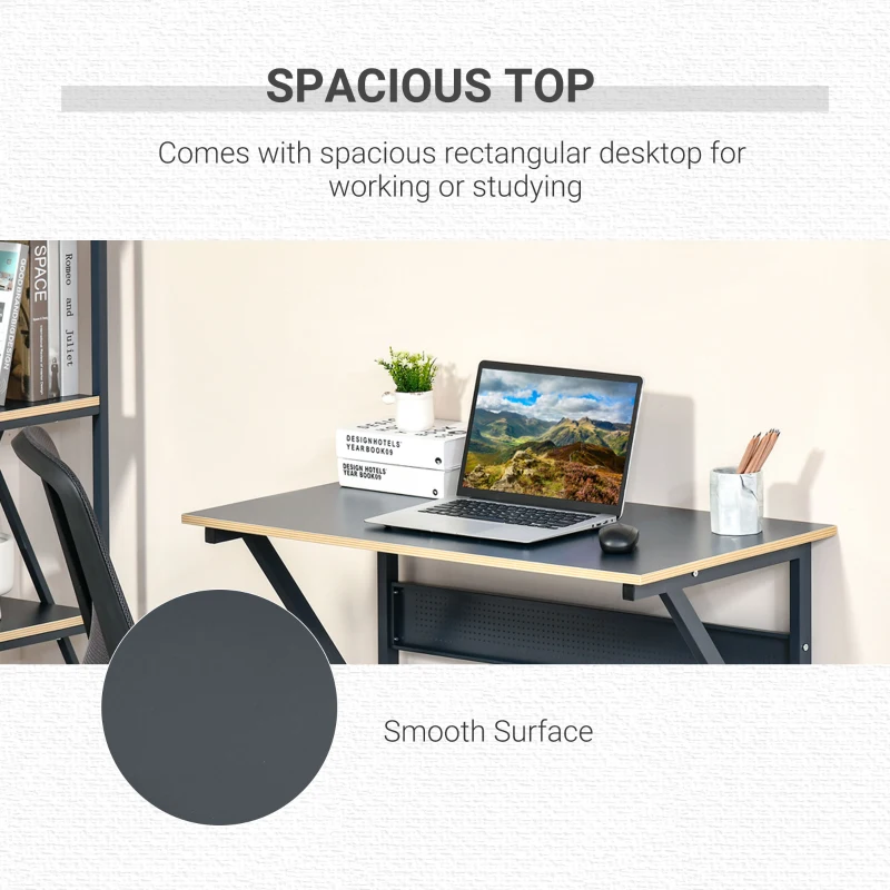 HOMCOM Home Office Computer Desk, Modern Simple Style Writing Table, PC Laptop Workstation with K-Shaped Legs for Study, Bedroom, Living Room, Navy Blue