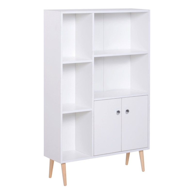 HOMCOM Low Bookcase, with Bottom Cupboard - White