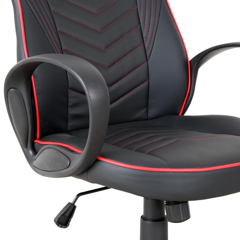 Vinsetto Home Office Faux Leather Executive Chair High Back Desk Gaming Gamer Swivel Chair Adjustable Height, Wheels, Arm, Black Red