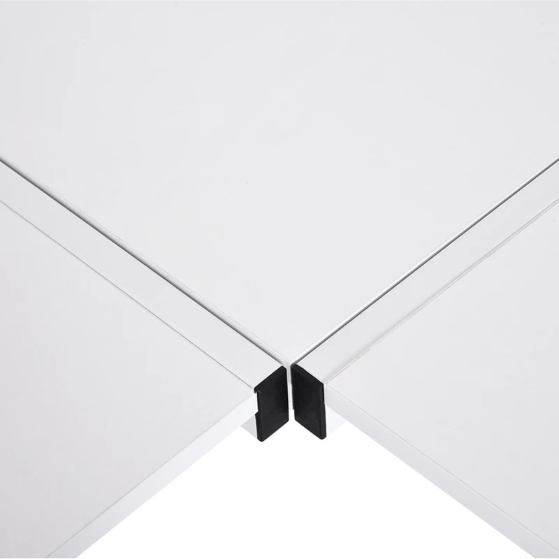 HOMCOM Office Gaming Desk L Shape Straight Corner Table Computer Work Station Laminated Sturdy w/ Keyboard Tray White