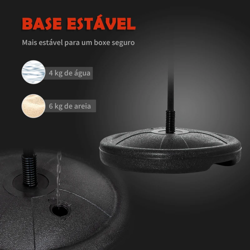 HOMCOM Punching Ball de Boxe para Crianças de +3 Anos com Altura Ajustável Luvas e Inflador Base 33x33x73-109cm Preto e Vermelho