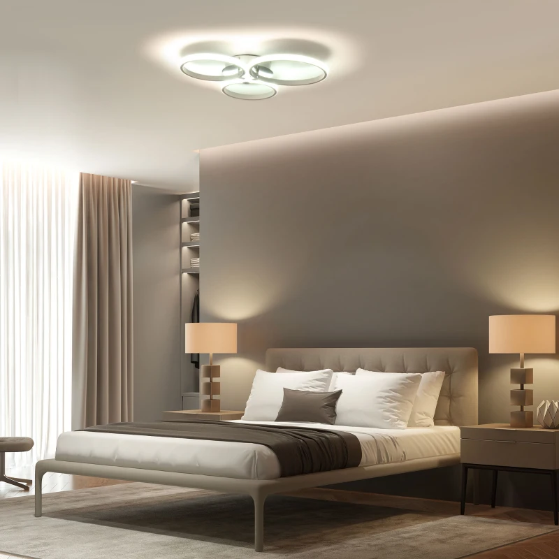 HOMCOM Three Circle LED Ceiling Modern Light with Metal Base for Hallway, Dining Room