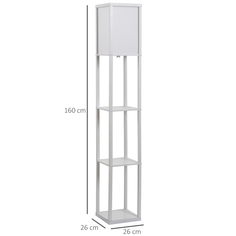 Homcom 4 Tier Floor Lamp Light With Storage Shelf Reading Standing For Living Room Bedroom Kitchen Dining Office Dorm White 3 Aosom Uk Homcom 4 Tier Floor Lamp Light, Square Floor Lamps With Shelves