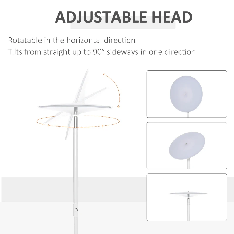 HOMCOM Modern Floor Lamp, Dimming Uplighter Standing Lamp with 3 Brightness, Adjustable Head for Living Room, Bedroom, 171.5cm, White