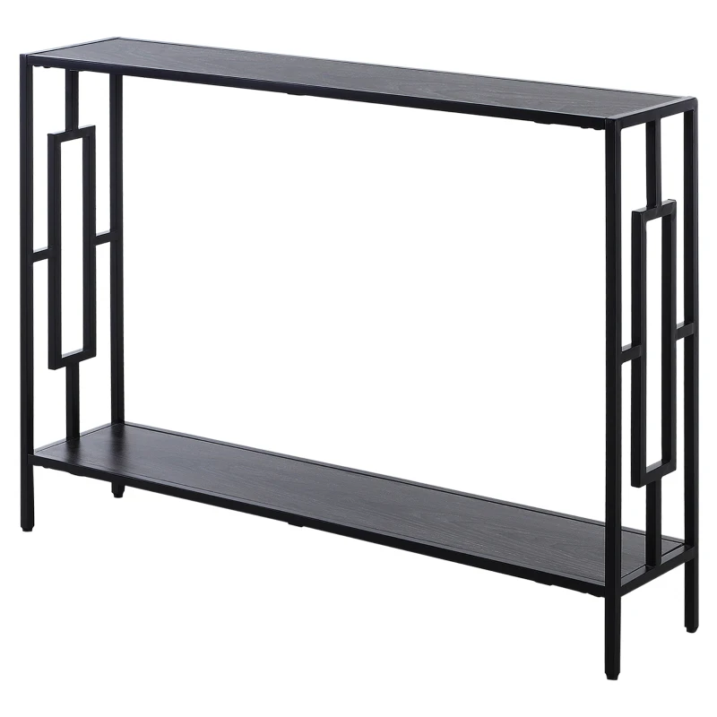 HOMCOM Industrial Console Table with Storage Shelf, Narrow Hallway Dressing Desk with Metal Frame for Living Room, Bedroom, Grey and Black
