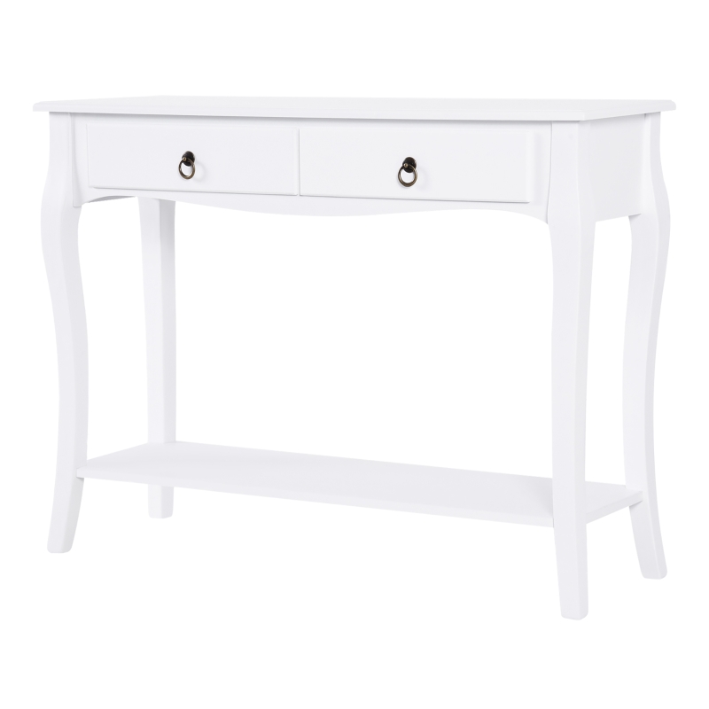 HOMCOM Console Table Modern Sofa Side Desk with Storage Shelves Drawers for Living Room Entryway Bedroom Ivory White