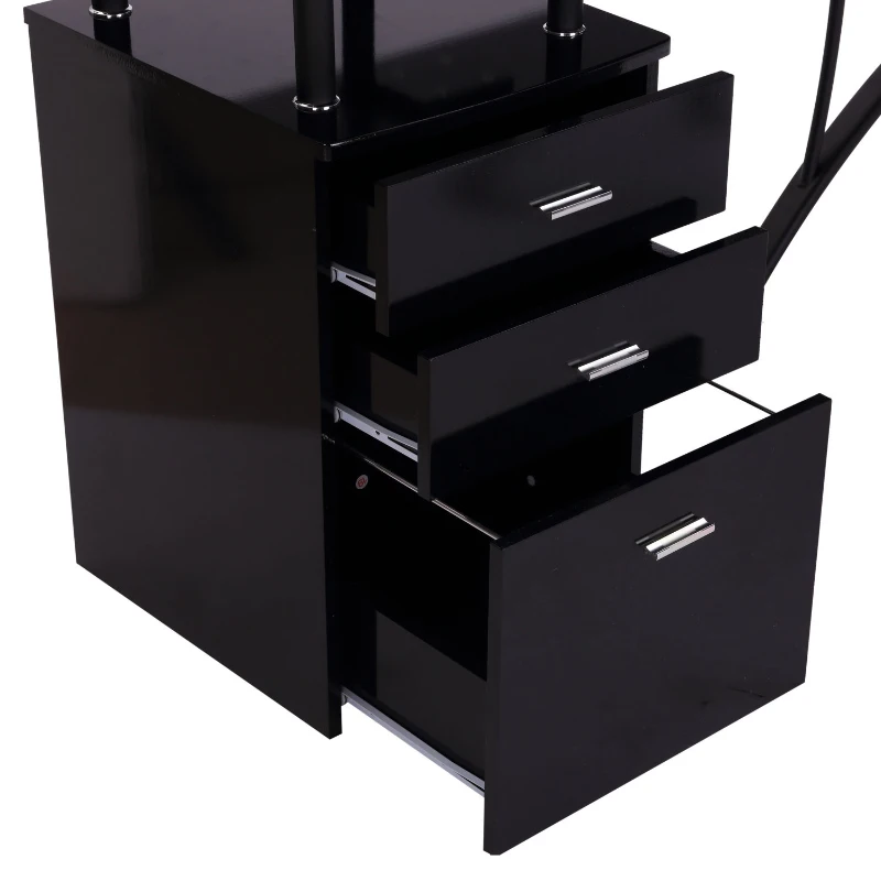 HOMCOM Corner Computer Desk Home Office L-Shaped  Study PC Table Furniture Writing Workstation (Black)