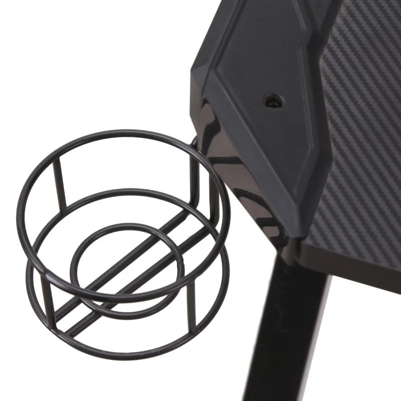 HOMCOM 1.2m LED Gaming Desk Racing Style Computer Table w/ Lights Cup Holder Headphone Hook Cable Management E-Sport Study Workstation – Black