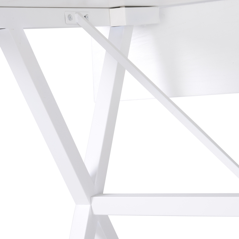 HOMCOM Dining Table Drop Leaf Metal Frame MDF Top Folding Expandable 6 Person White