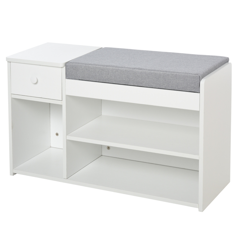HOMCOM MDF Multi-Compartment Shoe Storage Bench Grey/White
