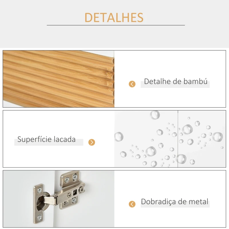 Kleankin Móvel para Lavatório Pousar Armário Casa de Banho de Madeira com 2 Portas e Prateleira Interior Estilo Moderno 60x30x60,5cm Branco