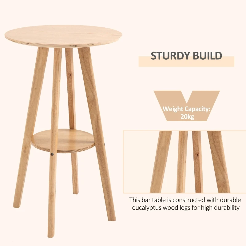 HOMCOM Round Cocktail Bar Table Dinning Table with Wood Legs for Pub, Dining Room, Kitchen & Home bar