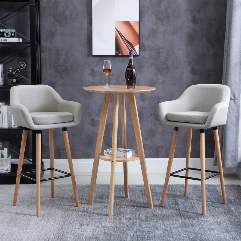 HOMCOM Round Cocktail Bar Table Dinning Table with Wood Legs for Pub, Dining Room, Kitchen & Home bar