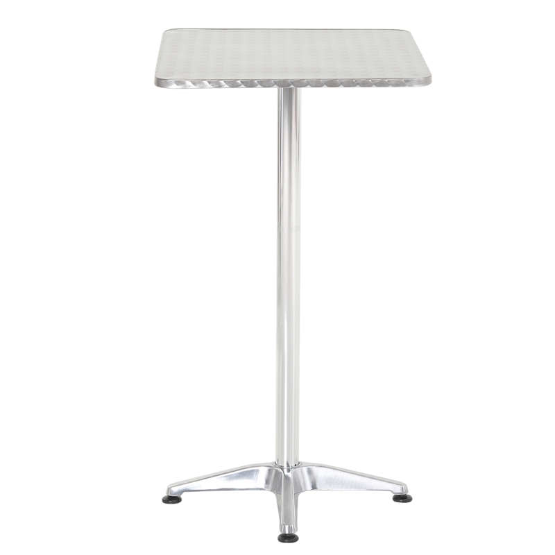 HOMCOM Height Adjustable Bistro Table Pub Bar Square Table Stainless Steel Top Aluminium Edge 60 x 60cm