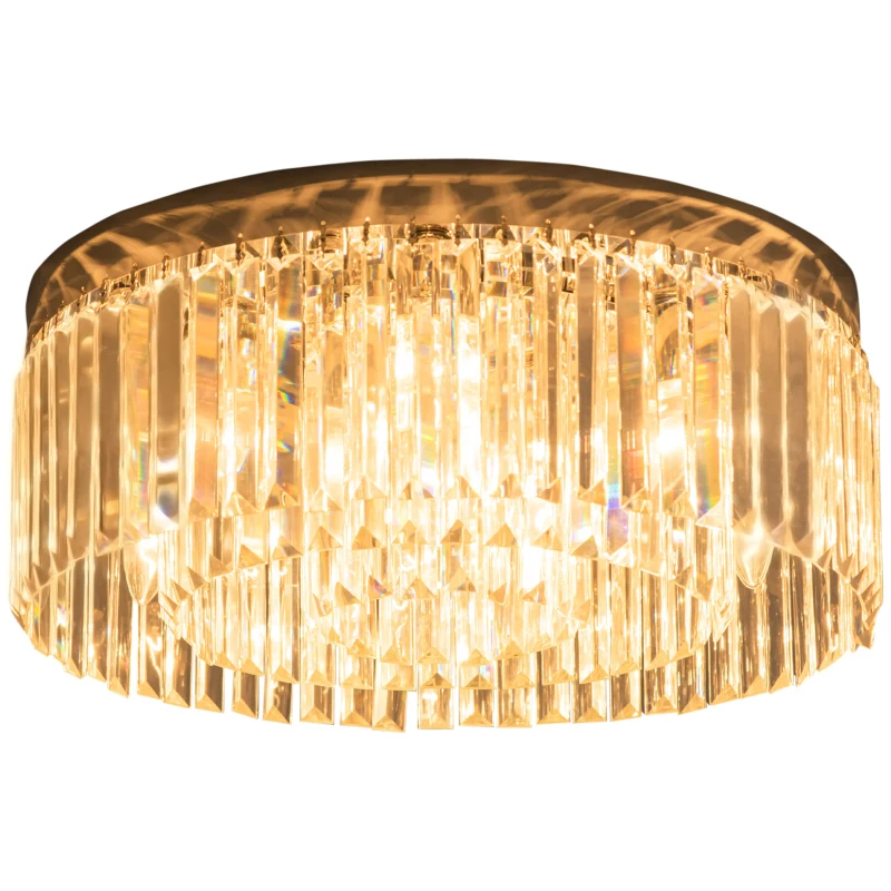 HOMCOM Crystal Ceiling Light Modern Chandeliers w/ Stainless Steel Base 10 Lights Elegant Flush Mount Ceiling Lighting for Living Room, Bedroom, Hallway, Bar, Cloakroom