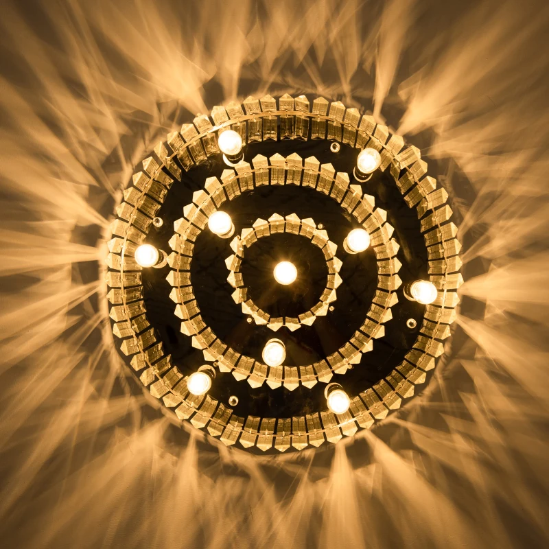 HOMCOM Crystal Ceiling Light Modern Chandeliers w/ Stainless Steel Base 10 Lights Elegant Flush Mount Ceiling Lighting for Living Room, Bedroom, Hallway, Bar, Cloakroom