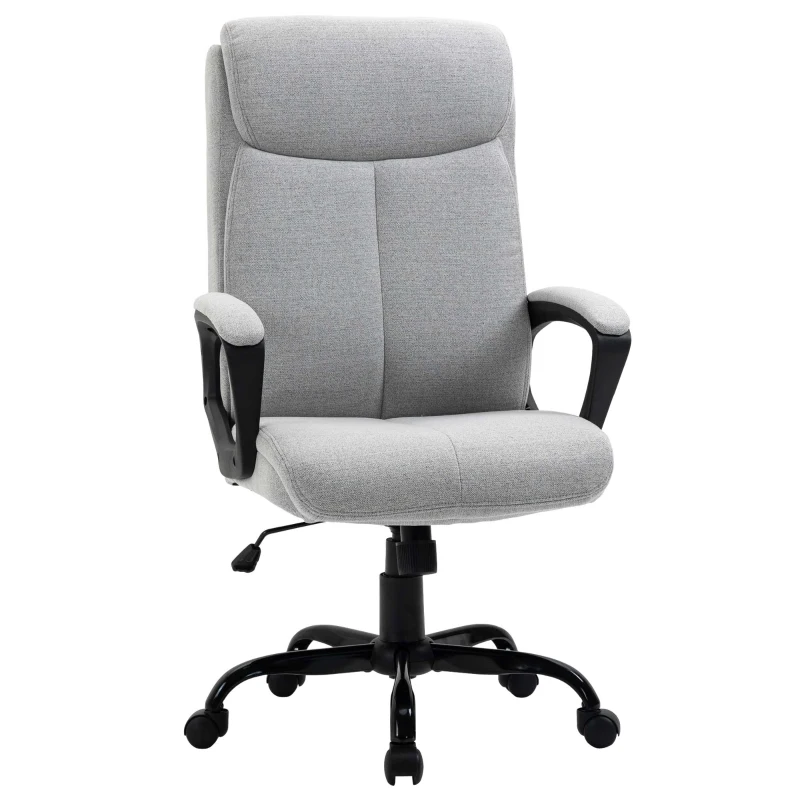Vinsetto High Back Executive Chair Ergonomic Task Seat Home Office Swivel  Computer Chair for Sturdy with Padded Armrests, Adjustable Height, Light Grey