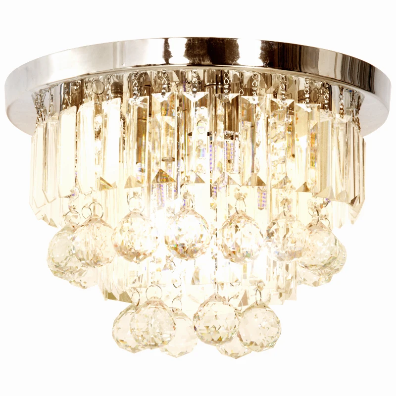 HOMCOM Round Crystal Lamp Chandelier Ceiling Mount Fixture For Living Room Dining Room Hallway Modern (7 Light), Ф35 x 24cm
