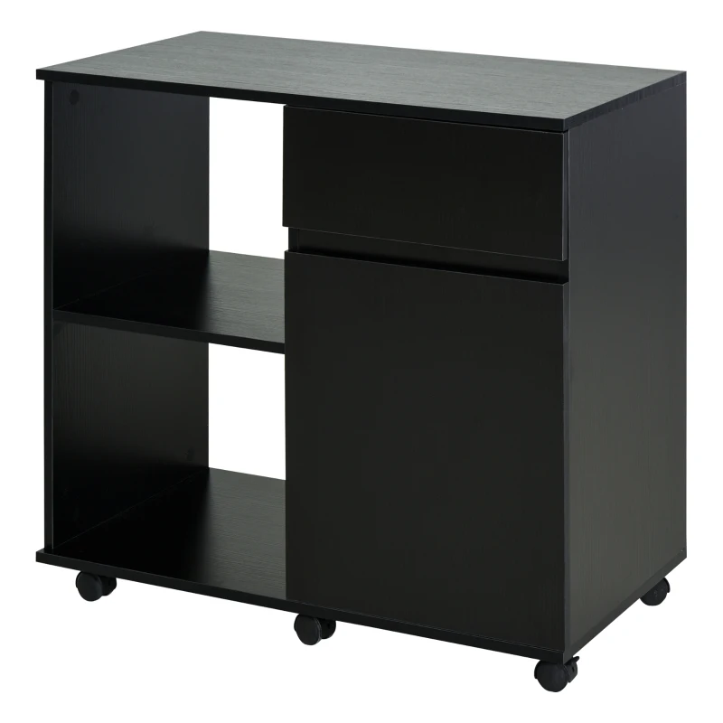 HOMCOM Filing Cabinet, Printer Stand with Open Storage Shelves and Drawer for Home Office, 80cm x 40cm x 73cm, Black