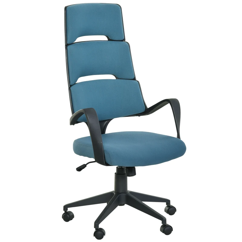 Vinsetto High Back Office Chair Work Executive 360 Swivel w/ 5 Castor Wheels Foam Padding Ergonomic Wide Arms Blue