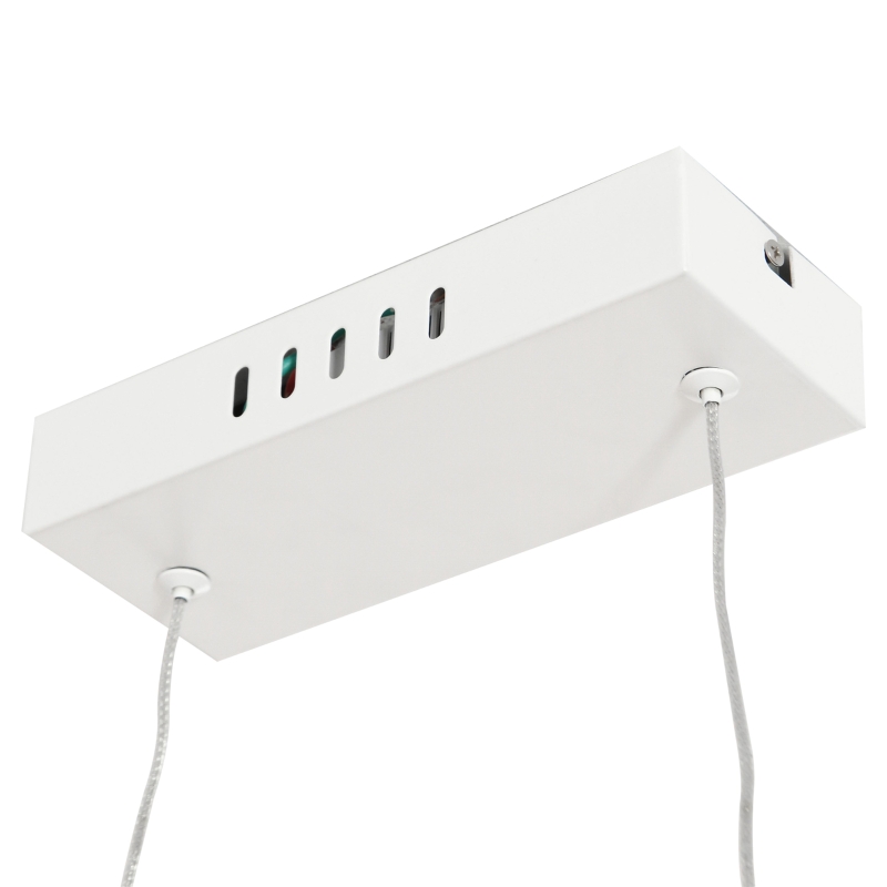 HOMCOM Modern Wave-Shape LED Pendant Light with Adjustable Hanging Chain, Metal Chandelier for Living Room, Bedroom, Dining Room, Office, Cool White 6500K, Silver