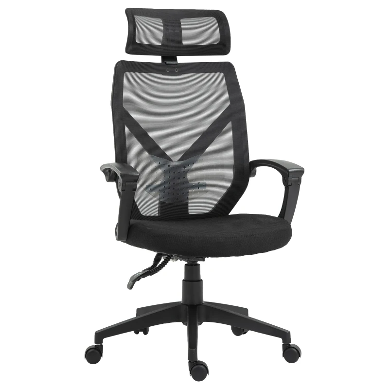 Vinsetto High Back Home Mesh Office Chair Swivel Reclining w/ Lumbar Support Height Adjustable Free Moving Suitable For Working Relaxing Black