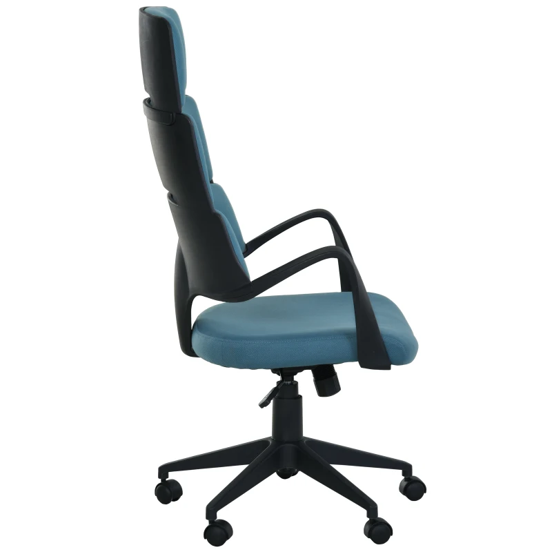 Vinsetto High Back Office Chair Work Executive 360 Swivel w/ 5 Castor Wheels Foam Padding Ergonomic Wide Arms Blue