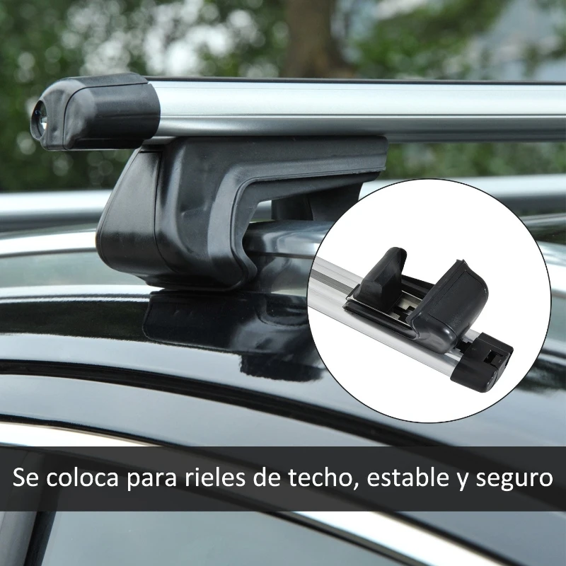 HOMCOM Juego de Barras para Techo Universales tipo Baca Portaequipajes de Aluminio con Cierre para Coche 125cm Ancho