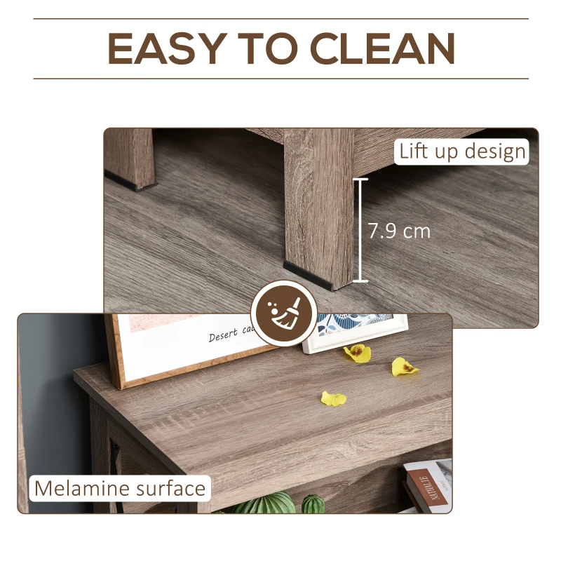 HOMCOM 2-Tier Bookcase Display Shelf Unit w/ Steel Bar Home Furniture Novel Organisation Reading Study Office Bedroom Brown