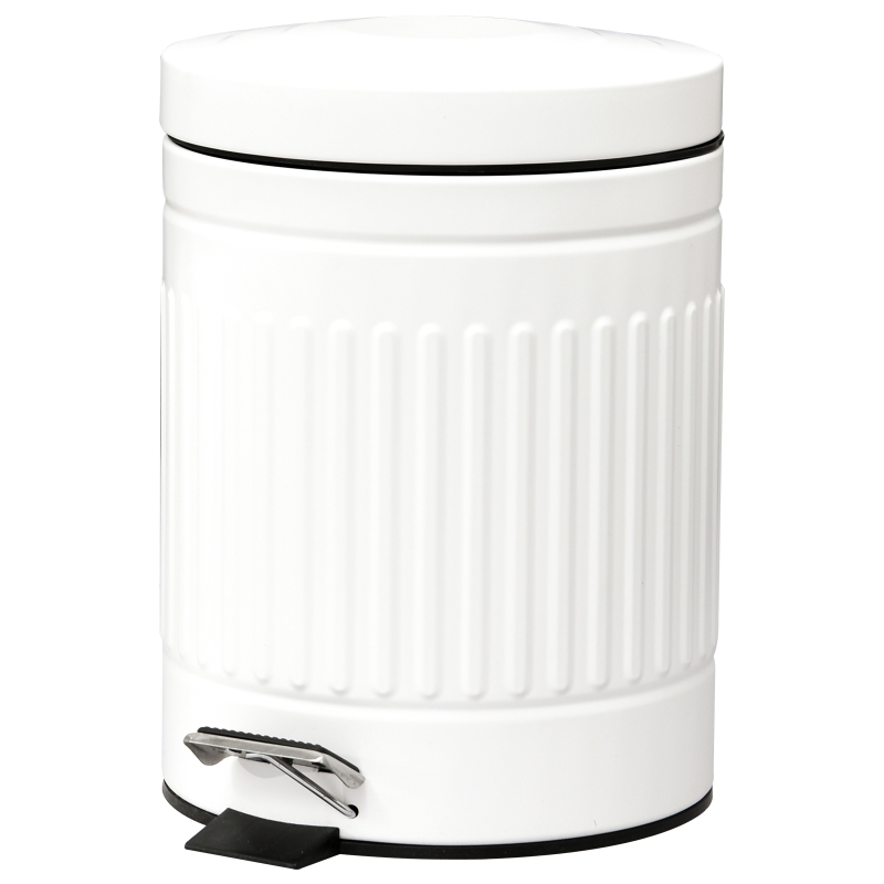 HOMCOM 5L Round Steel Pedal Bin White