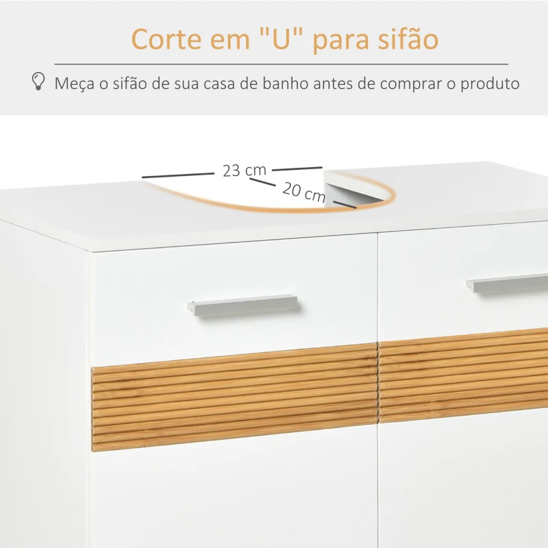 Kleankin Móvel para Lavatório Pousar Armário Casa de Banho de Madeira com 2 Portas e Prateleira Interior Estilo Moderno 60x30x60,5cm Branco