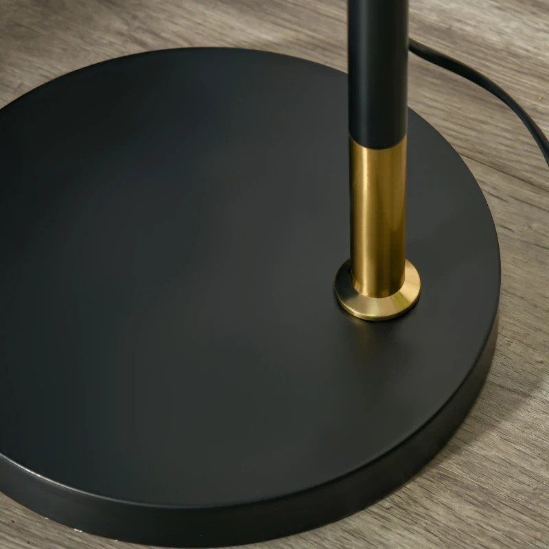 HOMCOM Arc Floor Lamp, Standing Reading Light, with Adjustable Lampshade, and Round Base for Living Room, Office, Bedroom, 160cm, Black Gold