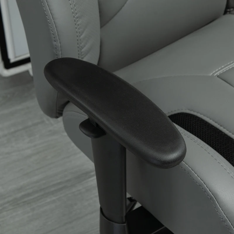 Vinsetto Racing Gaming Chair, Mesh & Faux Leather Computer Chair with High Back, Swivel Wheels, Adjustable Height and Armrest, Charcoal Grey