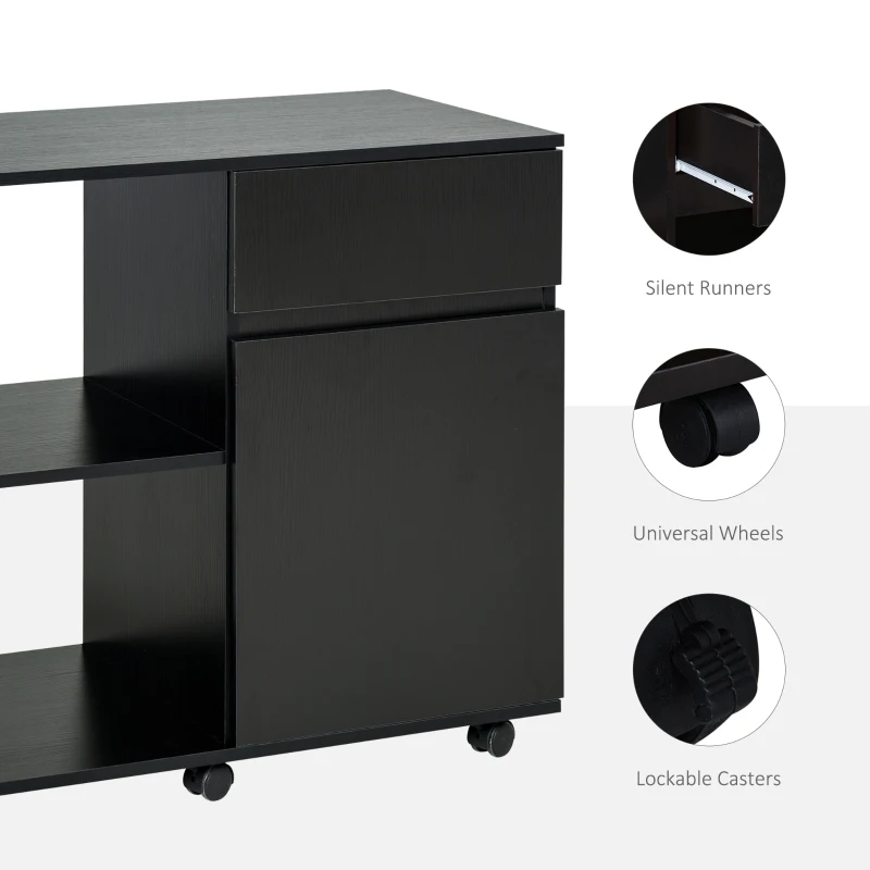 HOMCOM Filing Cabinet, Printer Stand with Open Storage Shelves and Drawer for Home Office, 80cm x 40cm x 73cm, Black