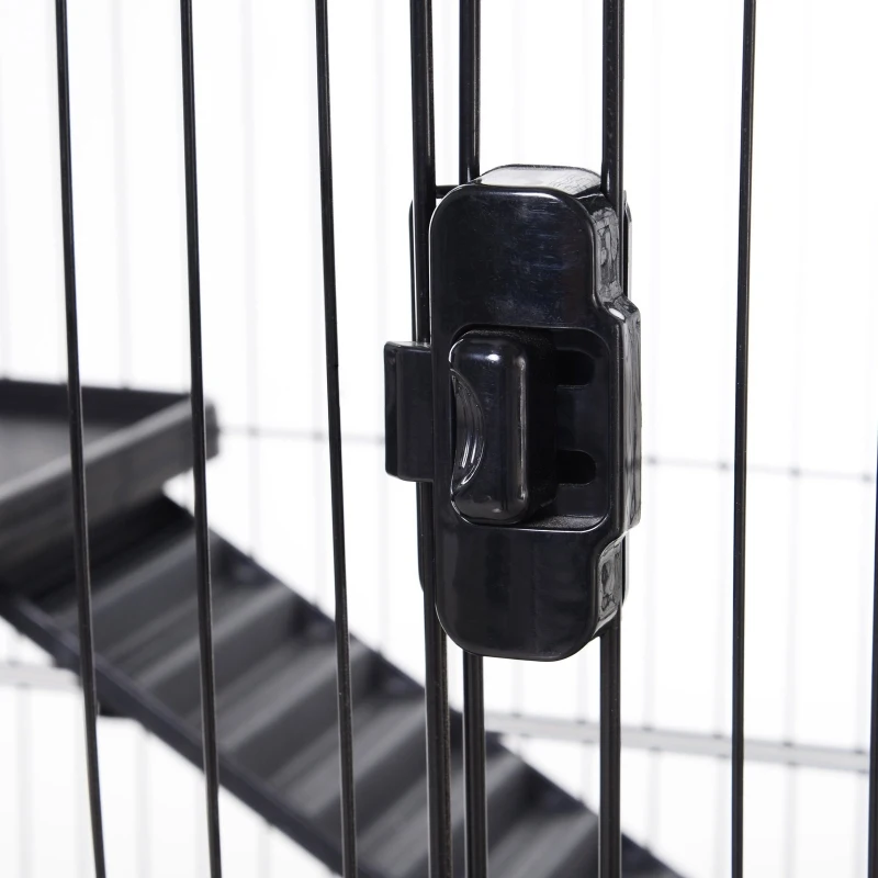 PawHut Metal Wire 3-Tier Small Guinea Pigs Hutches Rabbits Hutches Black/White